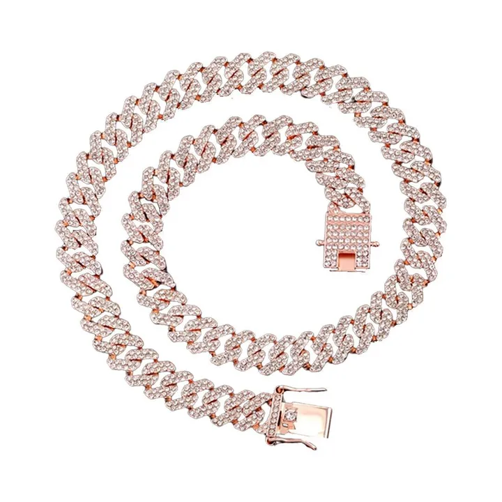 Belt Rhinestone Men's 12MM Miami Hip Hop Cuban Link Chain