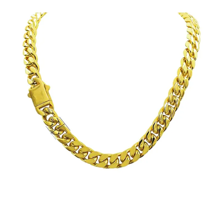 Belt Rhinestone 12mm Gold Cuban Link Chain For Glamorous Style