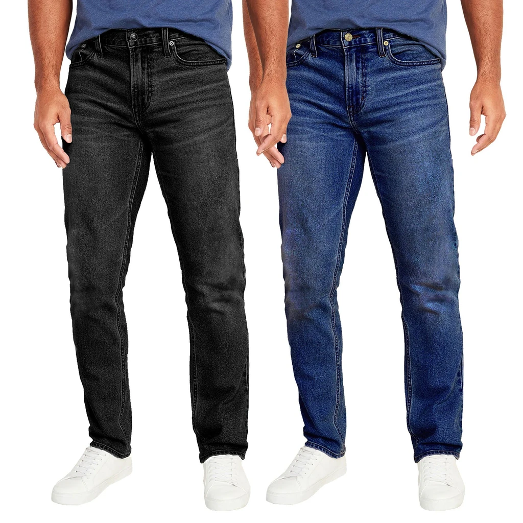 Galaxy by Harvic 2-Pack Men's Flex Stretch Slim Straight Jeans for Comfort