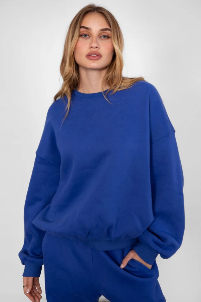 Tic Toc Cozy Oversized Fleece Crew Neck Sweatshirt