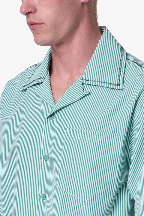 MNML ジグザグ ステッチ ボタン アップ シャツ 送料/関税込 MNML Zig Zag Stitch Button Up Shirt XL | Flip App