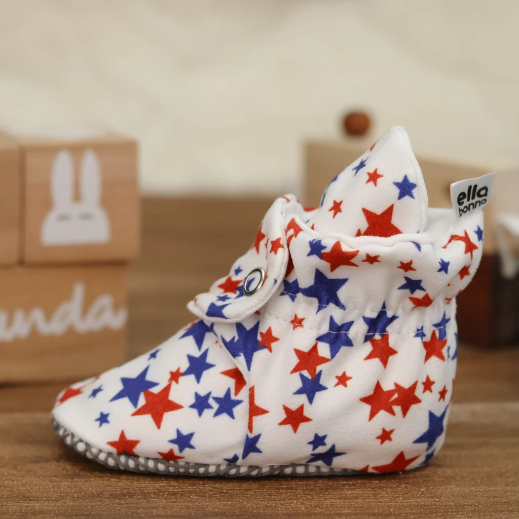 Ella Bonna Organic Cotton Baby Booties, Non-Slip Sole, Cotton Newborn Booties
