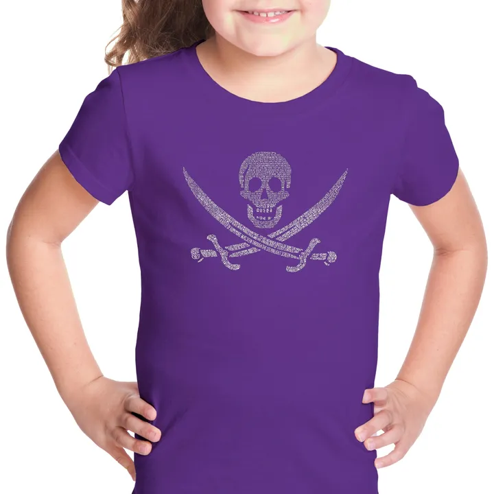Los Angeles Pop Art LYRICS to a LEGENDARY PIRATE SONG - Girl's Word Art T-Shirt