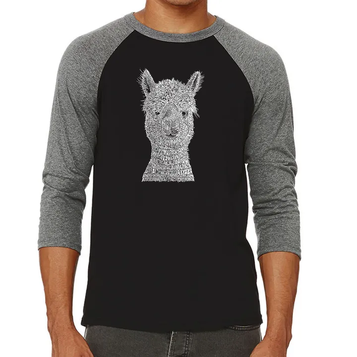 Los Angeles Pop Art Alpaca - Men's Raglan Baseball Word Art T-Shirt