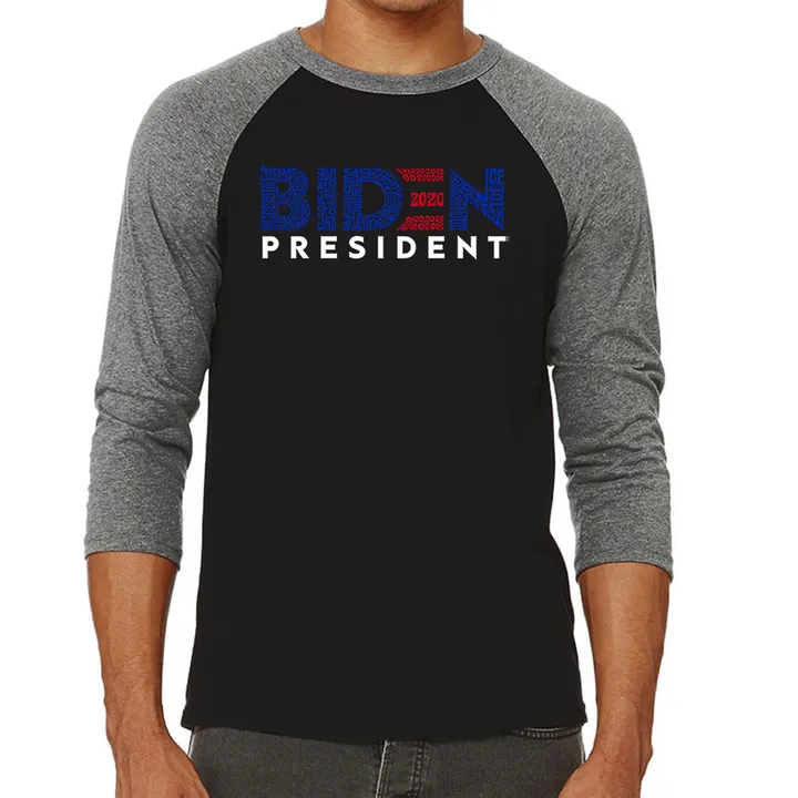 Los Angeles Pop Art Biden 2020 - Men's Raglan Baseball Word Art T-Shirt