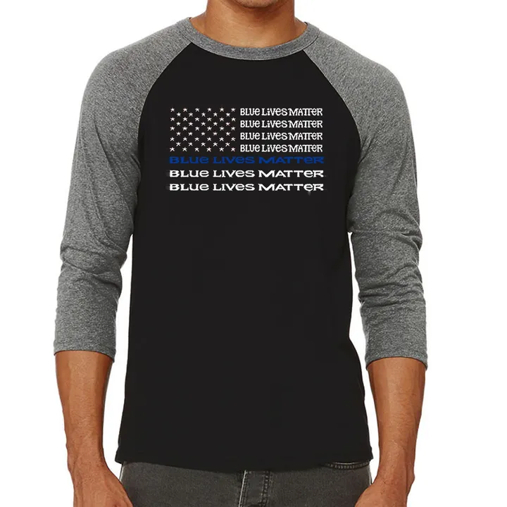 Los Angeles Pop Art Blue Lives Matter - Men's Raglan Baseball Word Art T-Shirt