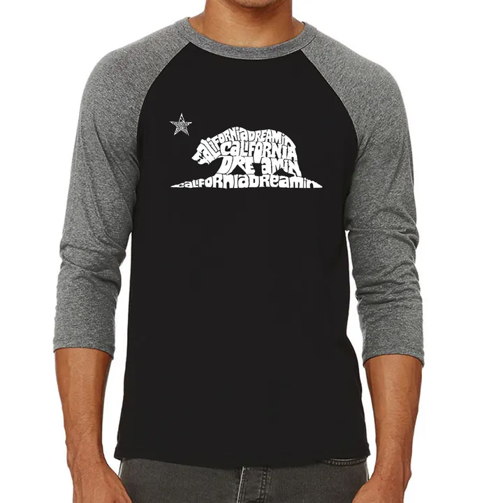 Los Angeles Pop Art California Dreamin - Men's Raglan Baseball Word Art T-Shirt