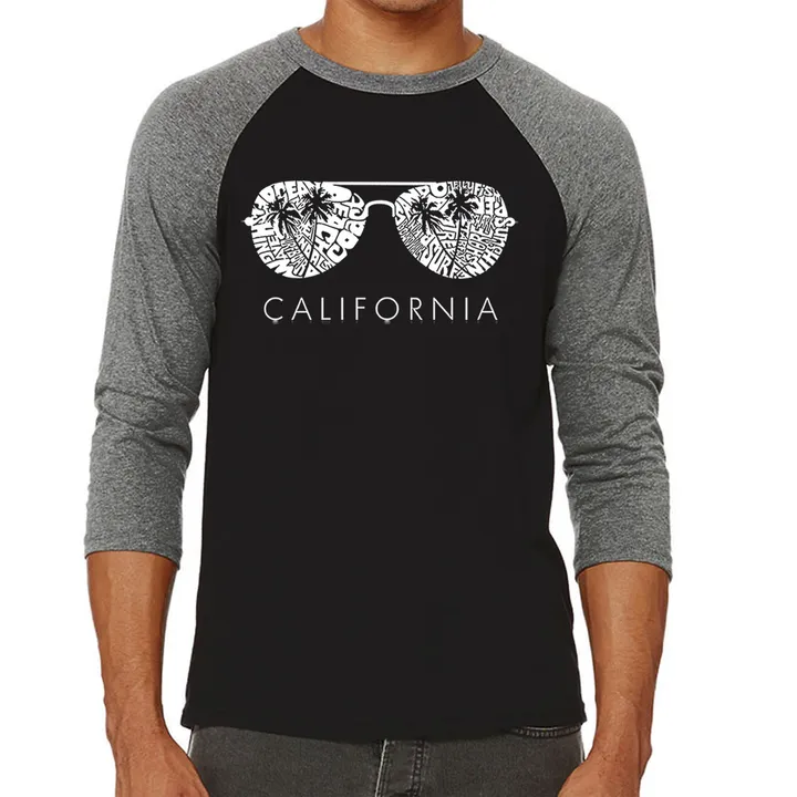 Los Angeles Pop Art California Shades - Men's Raglan Baseball Word Art T-Shirt