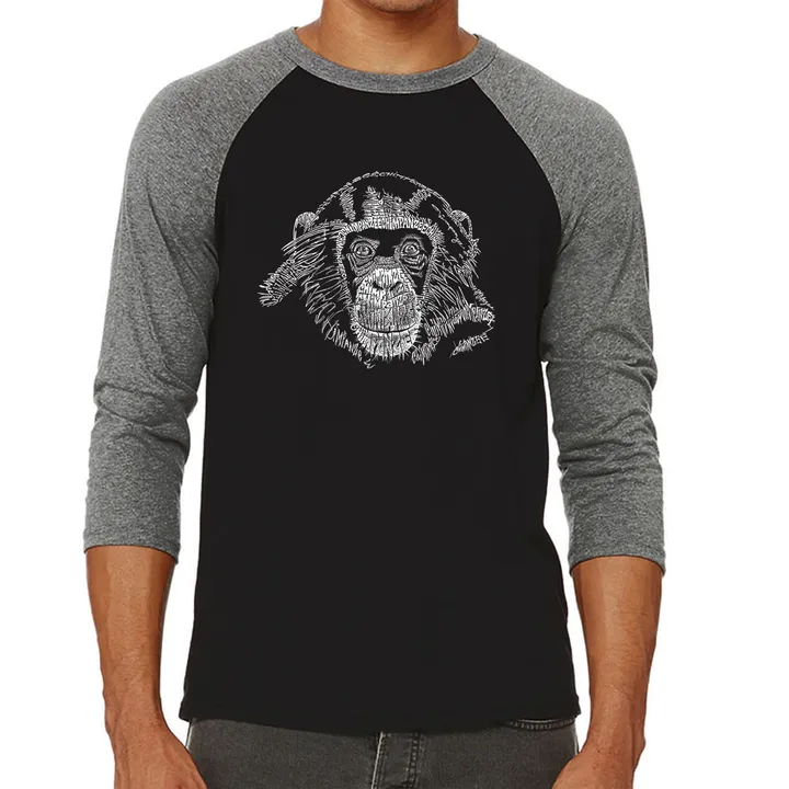 Los Angeles Pop Art Chimpanzee - Men's Raglan Baseball Word Art T-Shirt