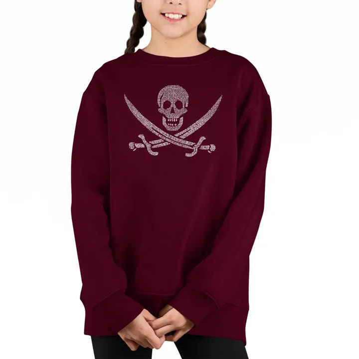 Los Angeles Pop Art Lyrics to a Legendary Pirate Song - Girl's Word Art Crewneck Sweatshirt