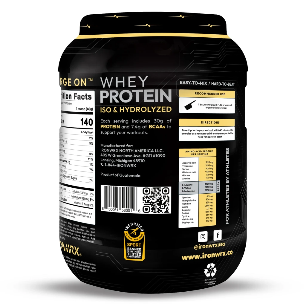 IRONWRX IRONWRX Whey Protein Iso And Hydrolyzed | Probiotics & Fiber | 30 g Pure Protein