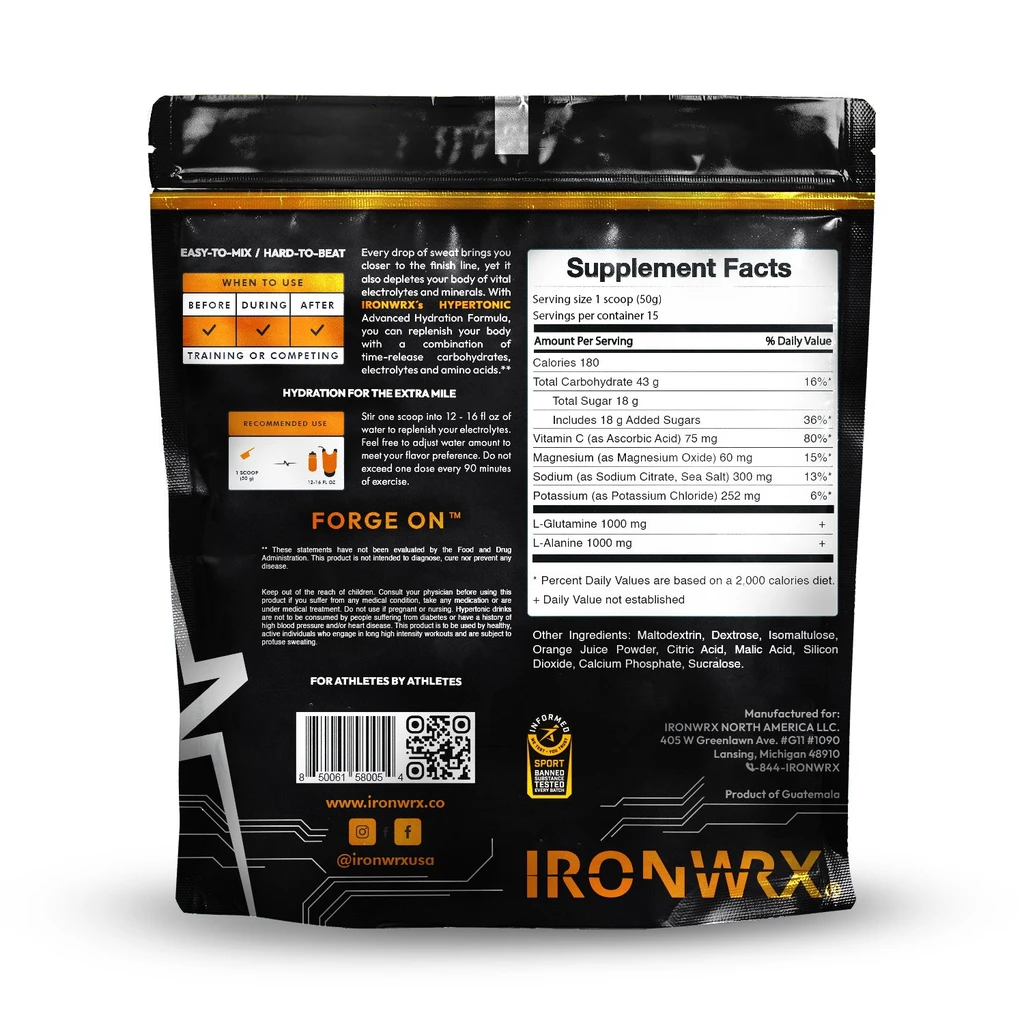 IRONWRX IRONWRX Hypertonic Performance Drink Mix | Carbs | Hydration | Real Fruit