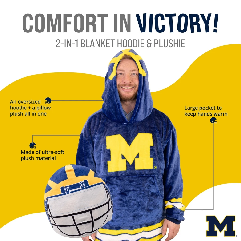 Snugible University Of Michigan Helmet | Blanket Hoodie & Pillow