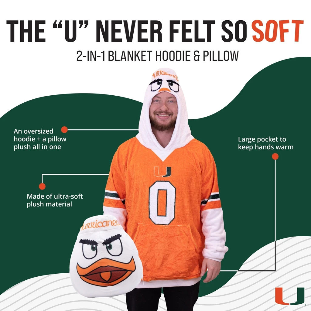 Snugible University Of Miami Sebastian | Blanket Hoodie & Pillow