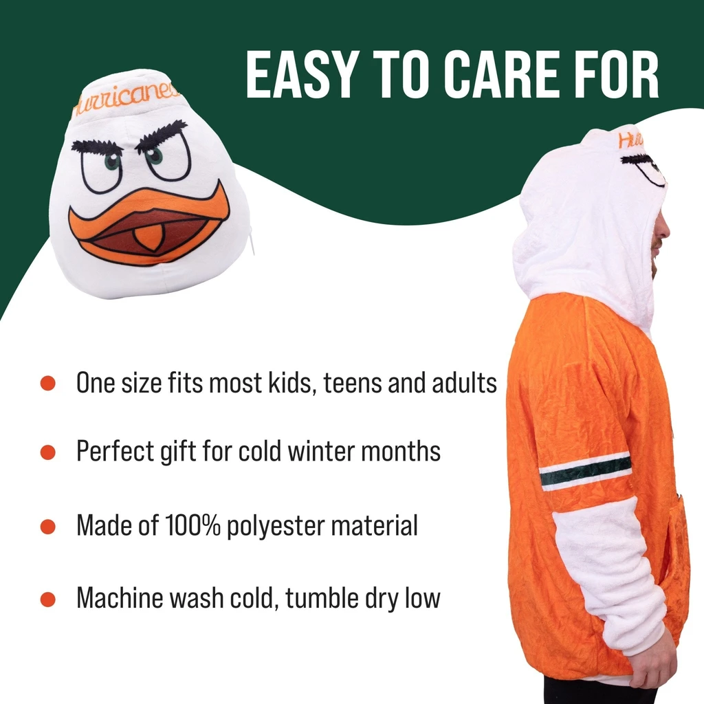 Snugible University Of Miami Sebastian | Blanket Hoodie & Pillow