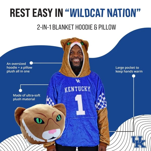 Snugible University Of Kentucky Wildcat 2-in-1 Blanket Hoodie & Pillow