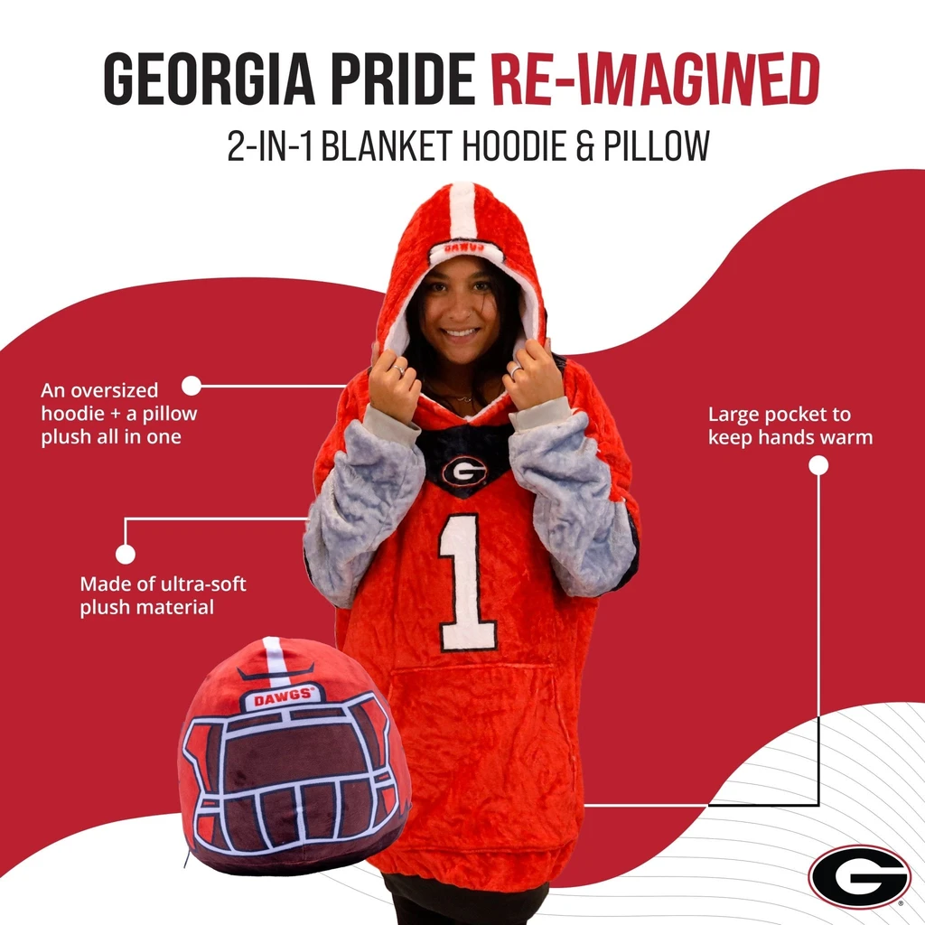 Snugible University Of Georgia Helmet | Blanket Hoodie & Pillow