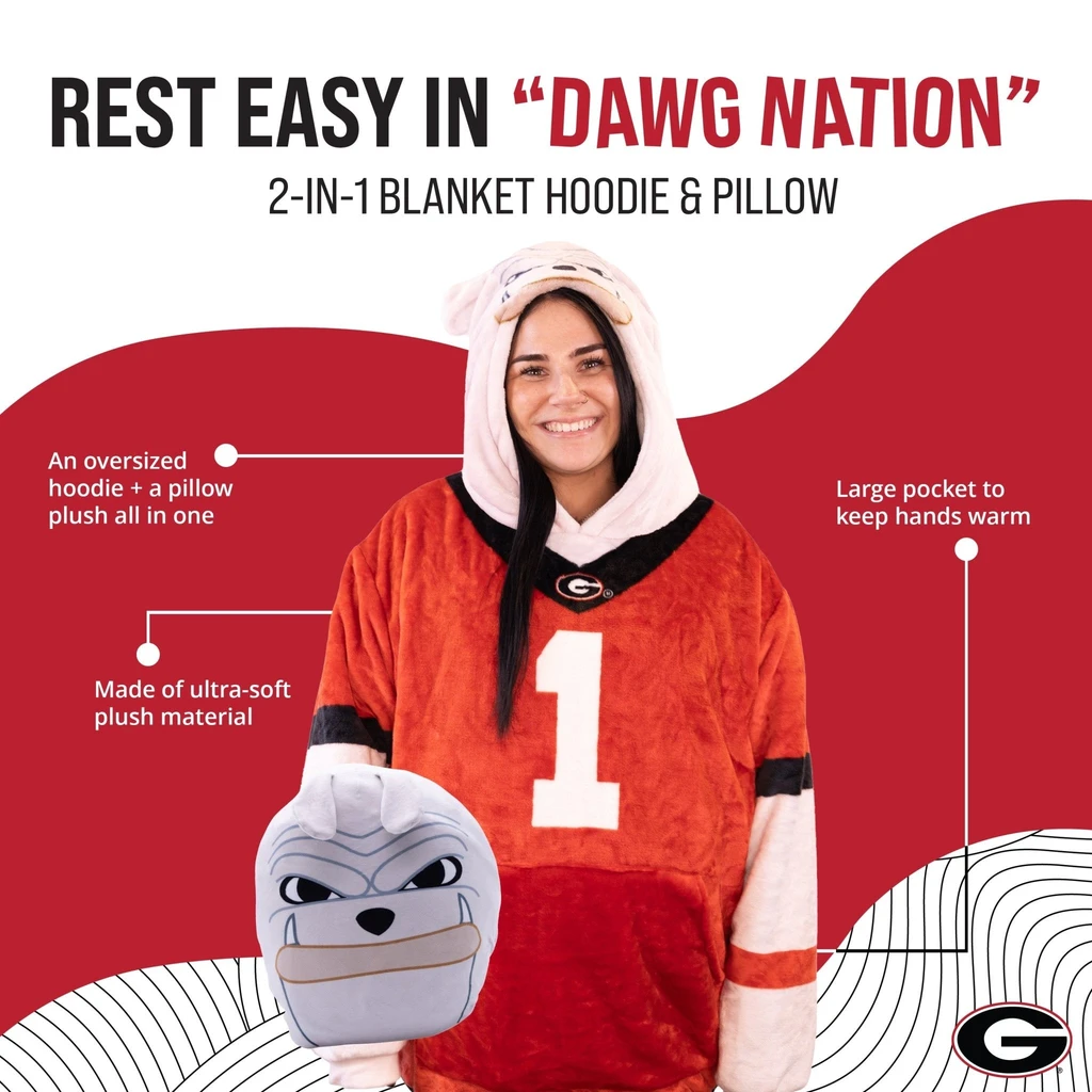 Snugible University Of Georgia Bulldog | Blanket Hoodie & Pillow