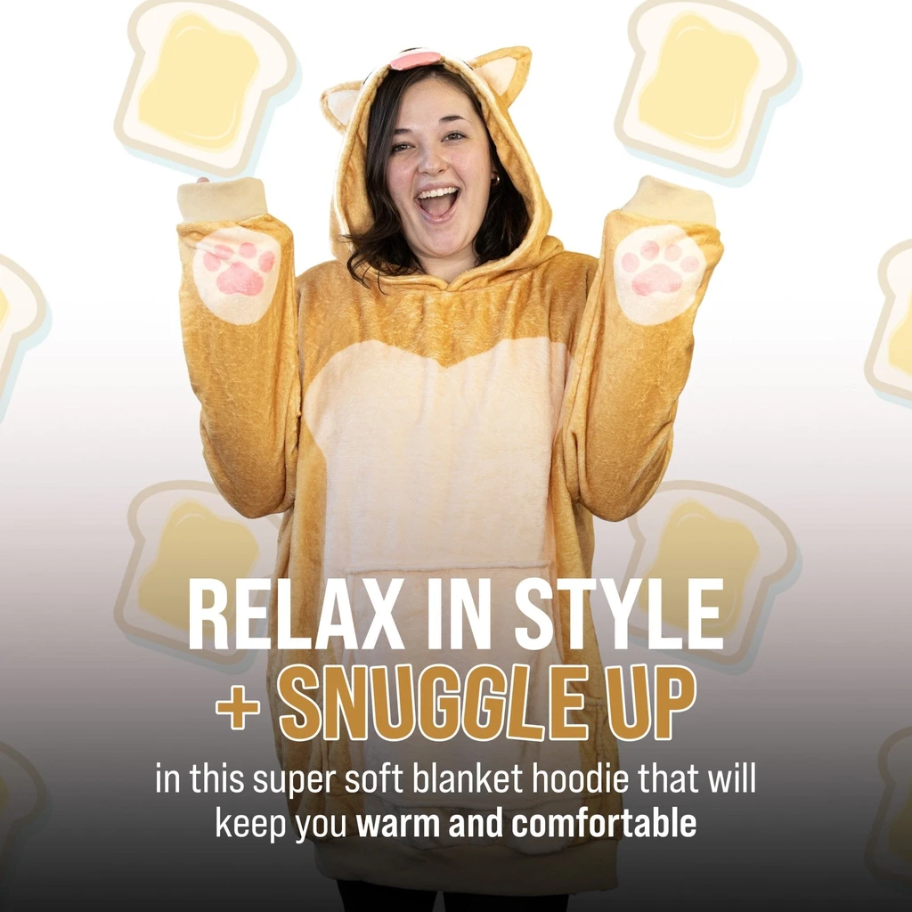 Snugible Toast The Corgi Bread | Blanket Hoodie & Pillow