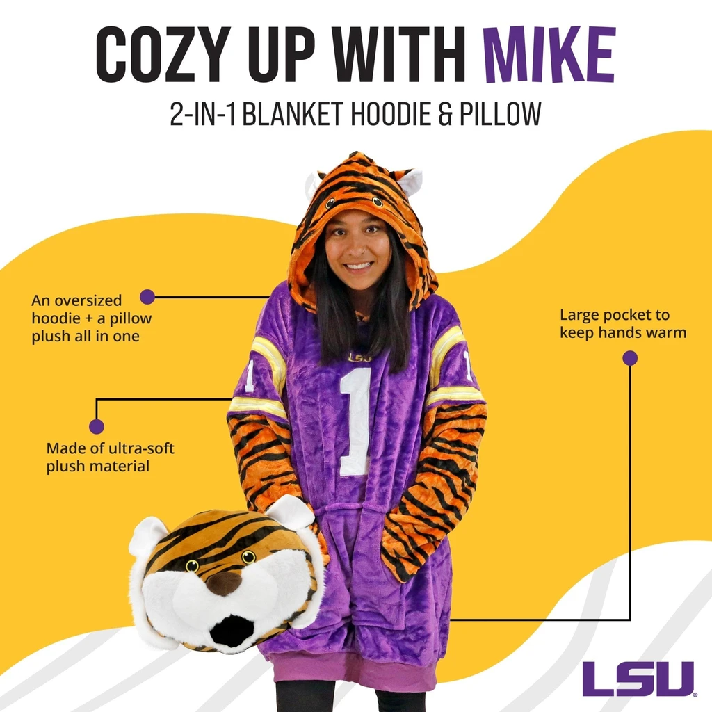 Snugible Louisiana State University Mike The Tiger | Blanket Hoodie & Pillow
