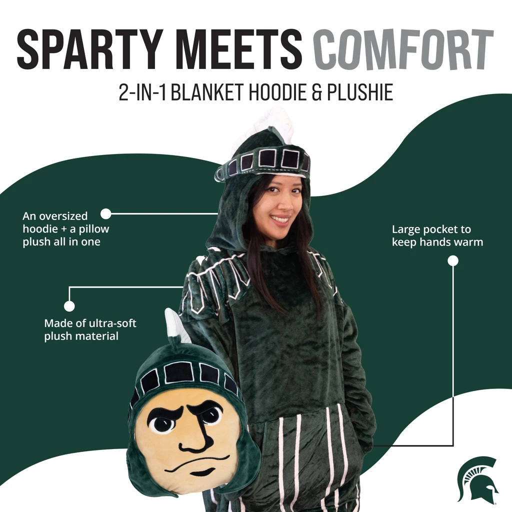 Snugible Michigan State University Sparty | Blanket Hoodie & Pillow
