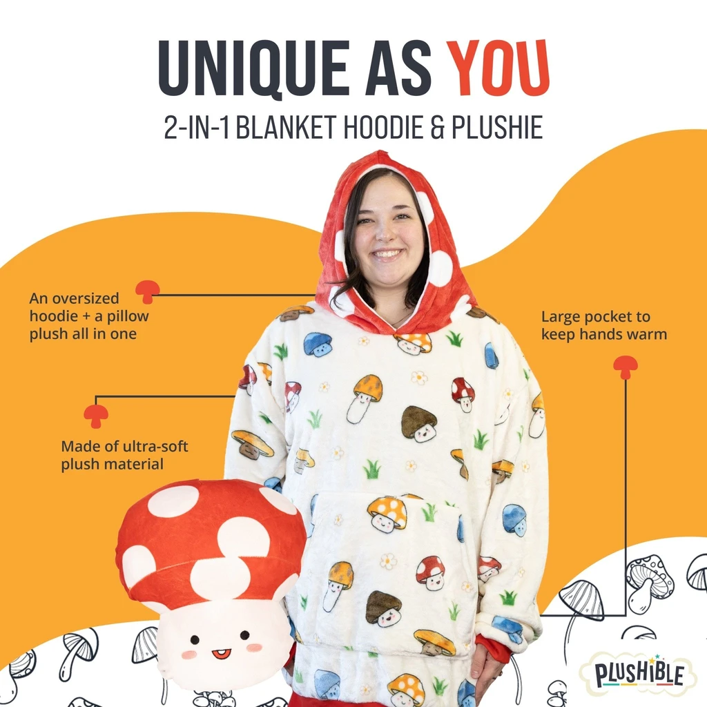 Snugible Mushroom | Blanket Hoodie & Pillow