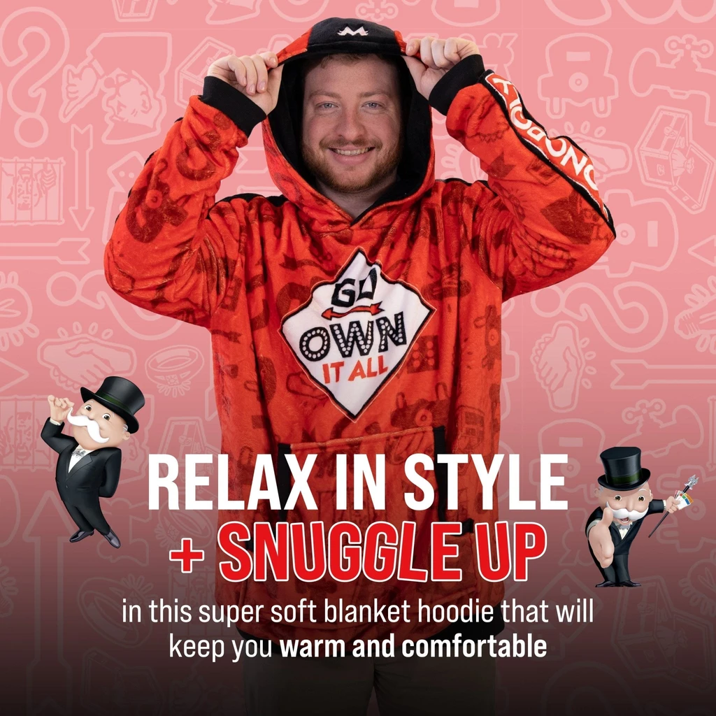 Snugible HASBRO Monopoly Go Own It All | Blanket Hoodie & Pillow