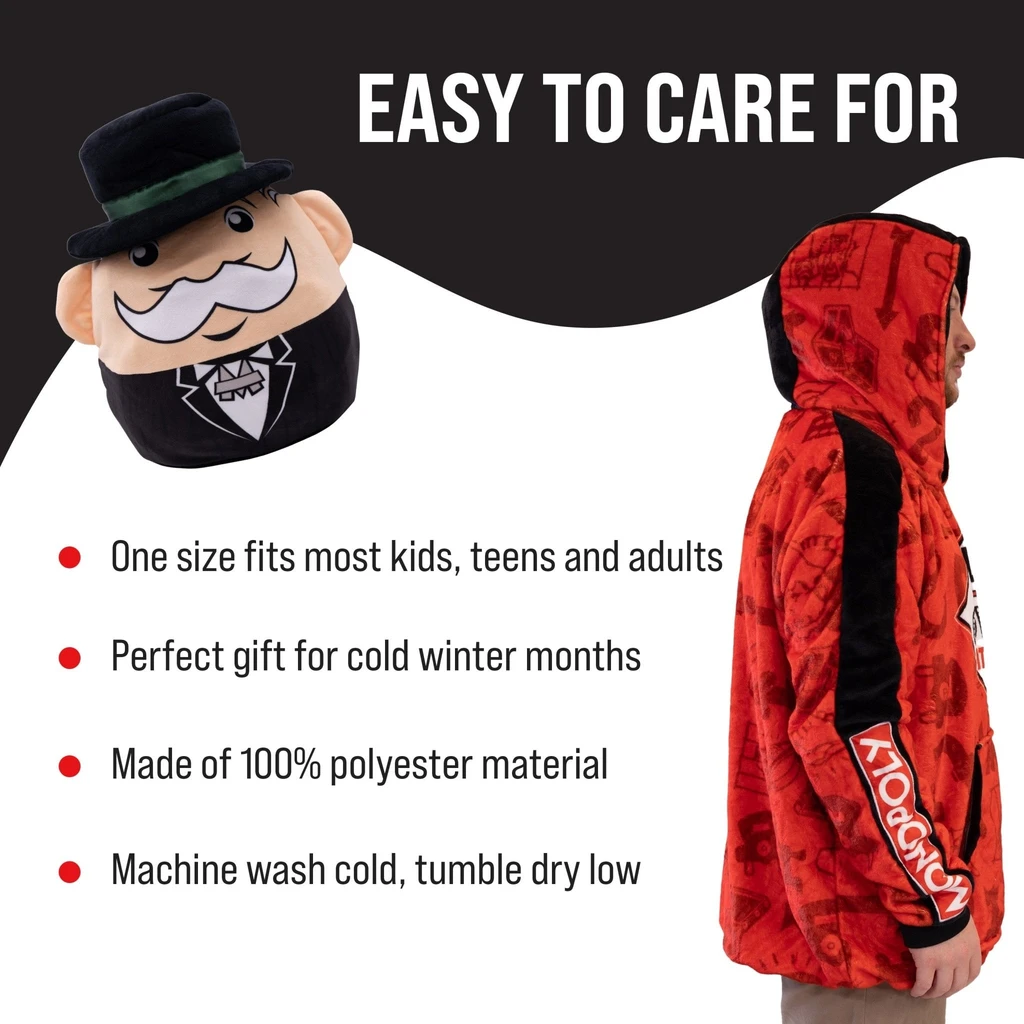 Snugible HASBRO Monopoly Go Own It All | Blanket Hoodie & Pillow