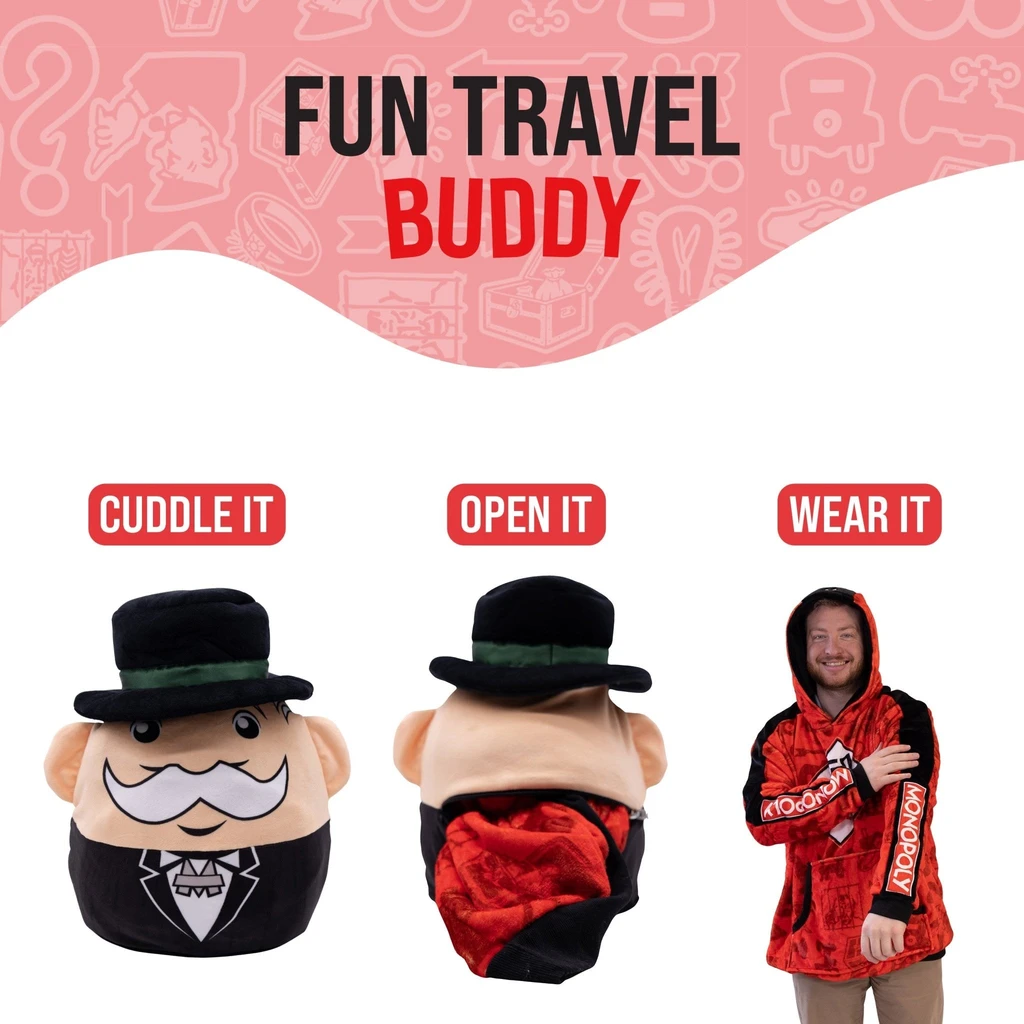 Snugible HASBRO Monopoly Go Own It All | Blanket Hoodie & Pillow
