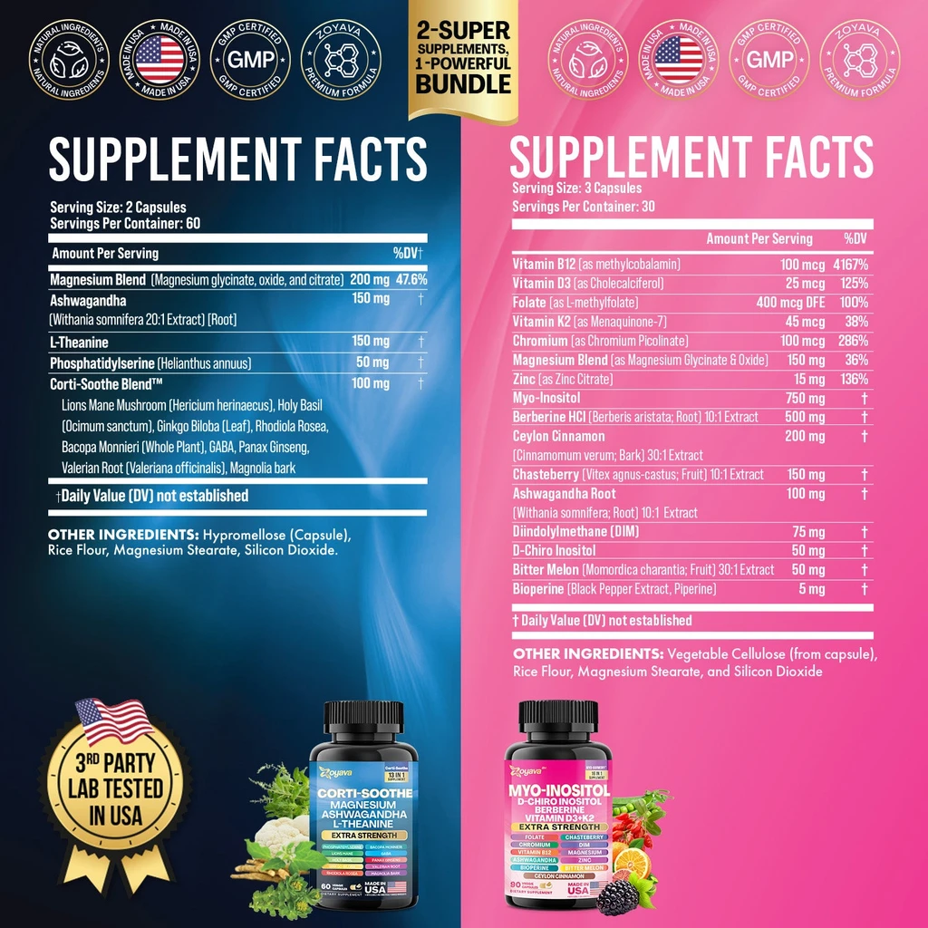 Zoyava Zoyava Cortisol & Myo-Inositol Supplement Bundle