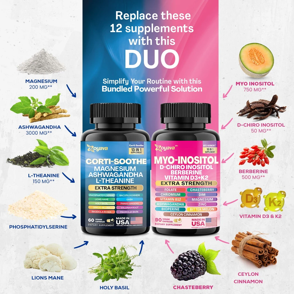 Zoyava Zoyava Cortisol & Myo-Inositol Supplement Bundle