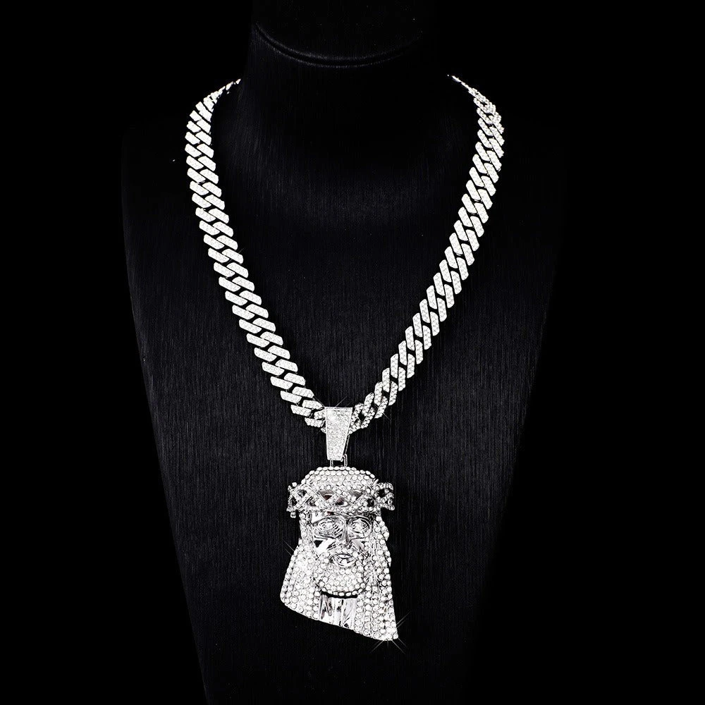 JoeyTheJewelryNY 18k Layered Gold Plated Icedout Chain With Jesus 3D Pendant
