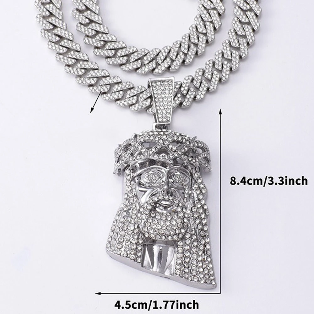 JoeyTheJewelryNY 18k Layered Gold Plated Icedout Chain With Jesus 3D Pendant