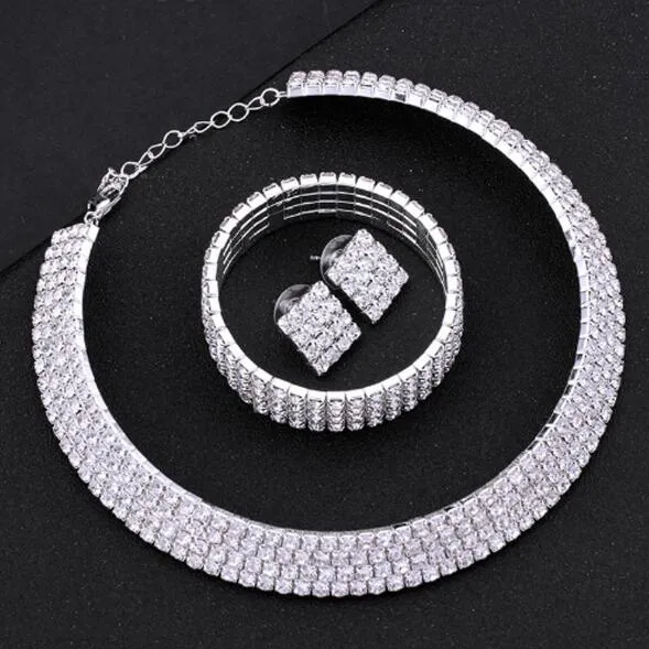 Your Wear Vibes Silver Circle Crystal Bridal Jewelry Sets