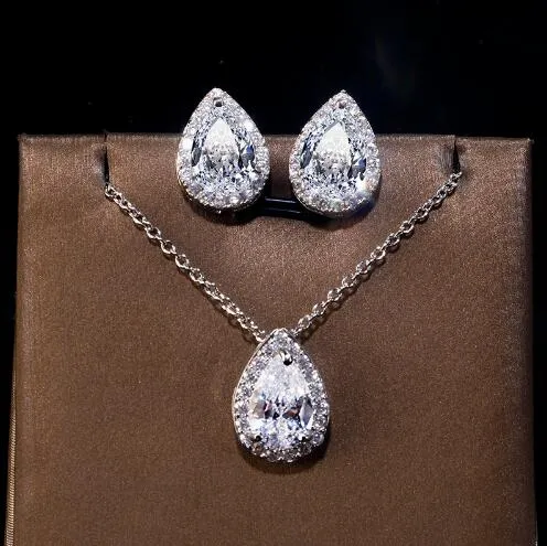Your Wear Vibes Teardrops Shape Dangle Drops Earrings Necklace Jewelry Set