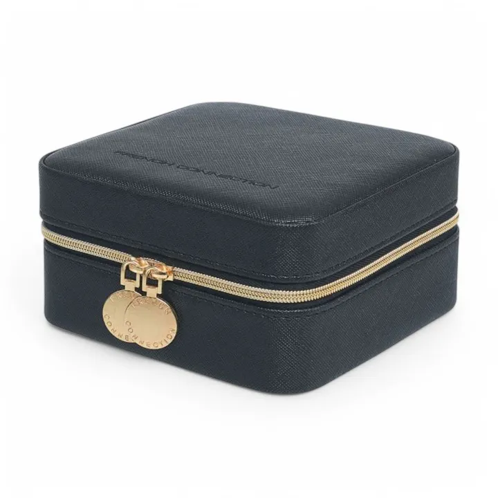 French Connection Large Travel Jewelry Box Organizer With Mirror