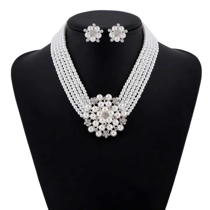 Your Wear Vibes Elegant Flower Pearl Necklace & Earring Set