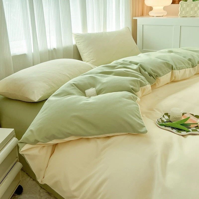 GBH - Shop Solid Color Four-Piece Set Simple Washed Sanding Duvet Cover