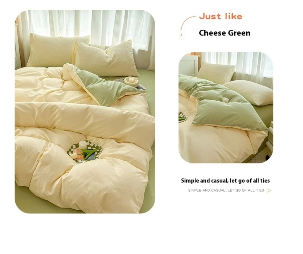GBH - Shop Solid Color Four-Piece Set Simple Washed Sanding Duvet Cover