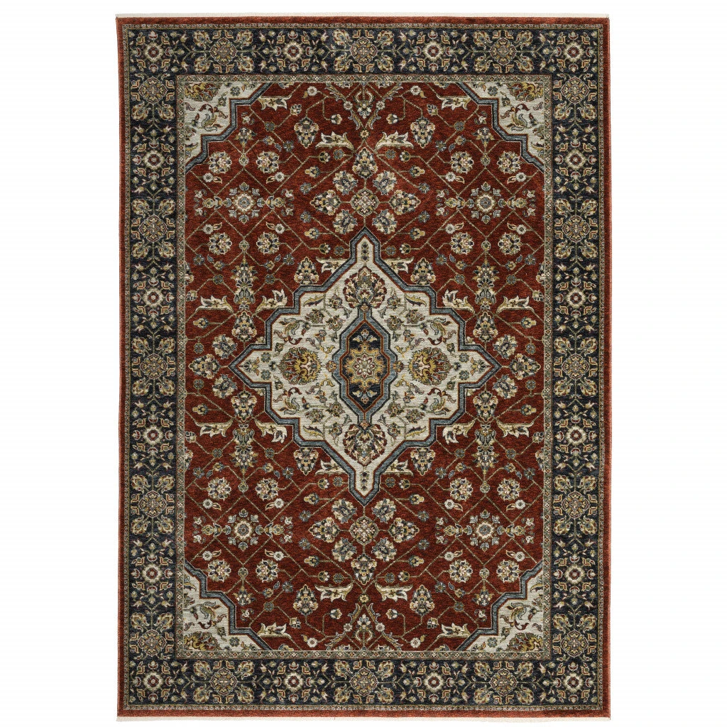 HomeRoots Oriental Power Loom Stain Resistant Area Rug With Fringe
