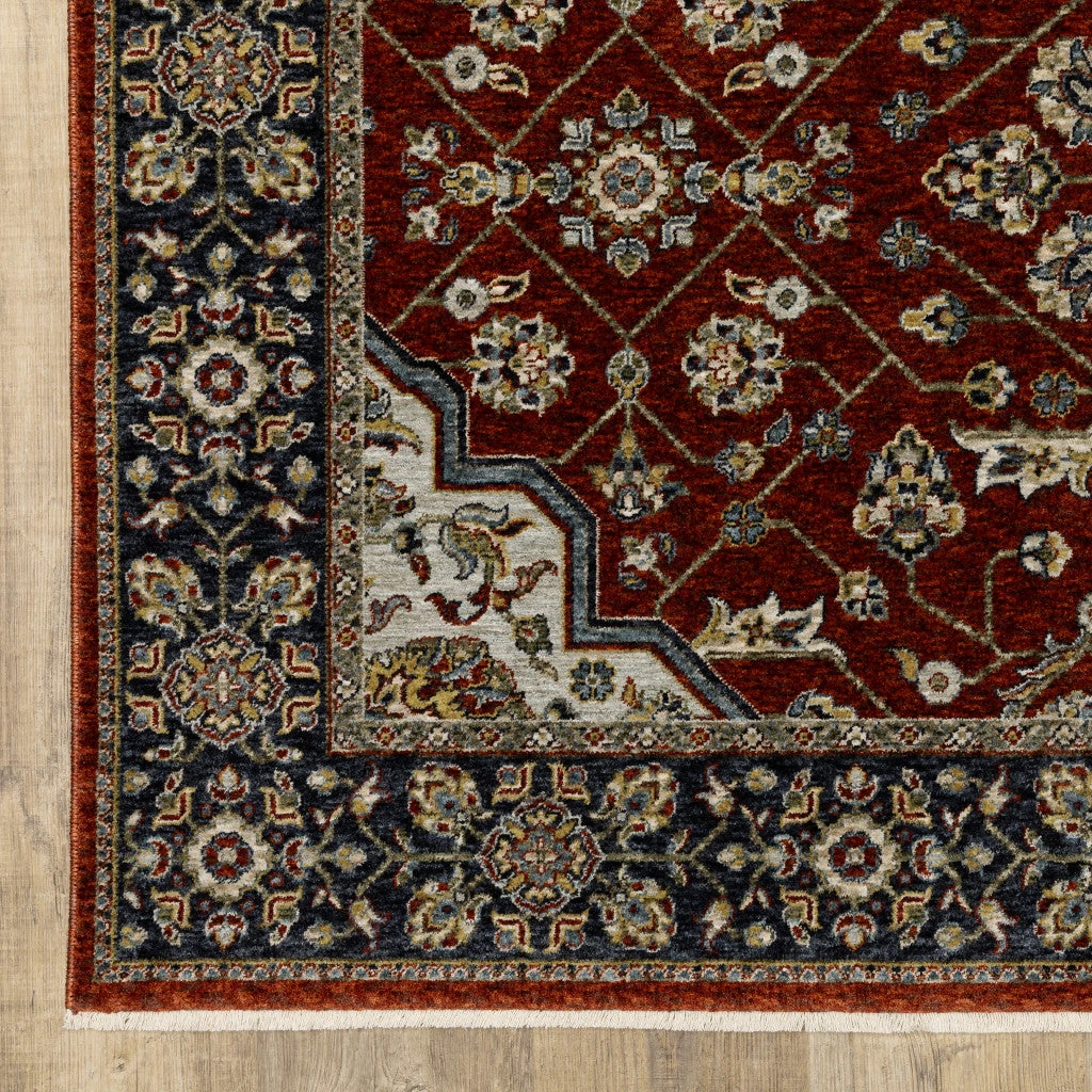 HomeRoots Oriental Power Loom Stain Resistant Area Rug With Fringe