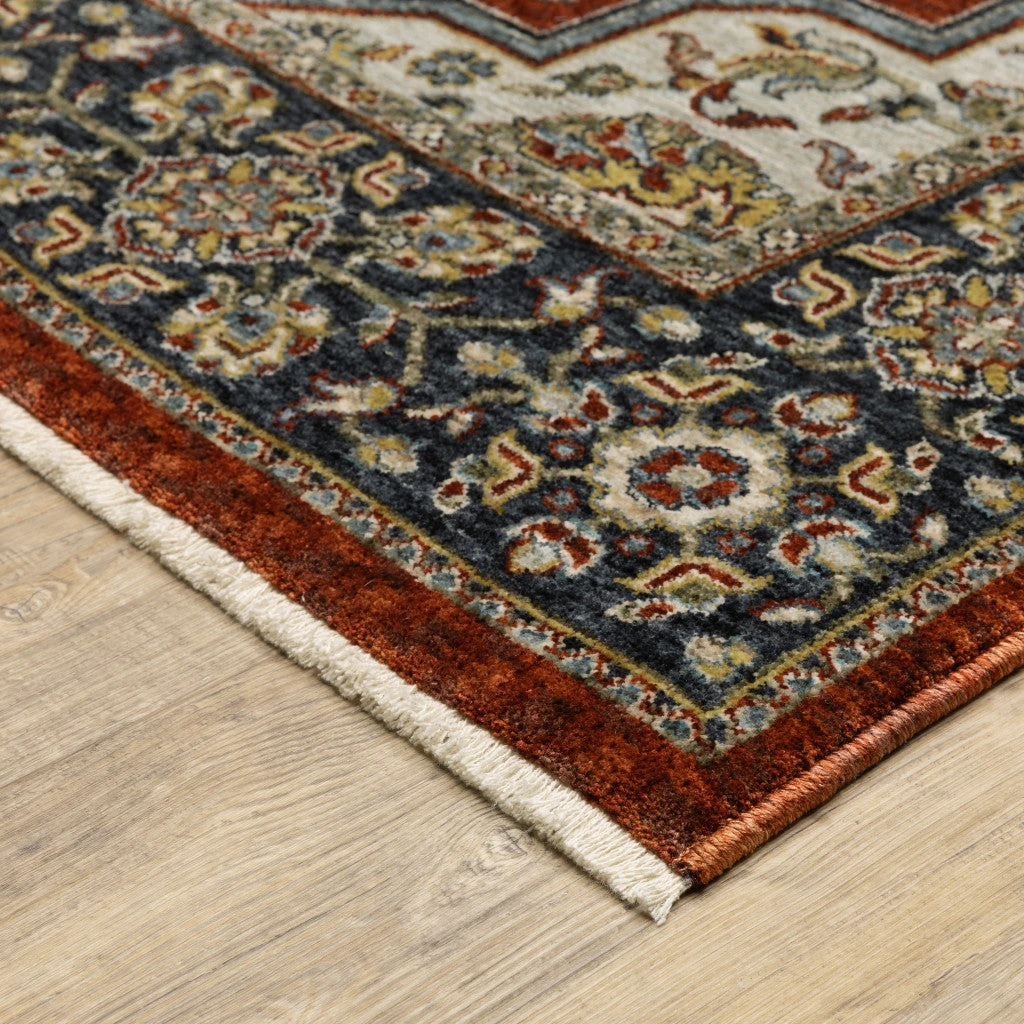 HomeRoots Oriental Power Loom Stain Resistant Area Rug With Fringe