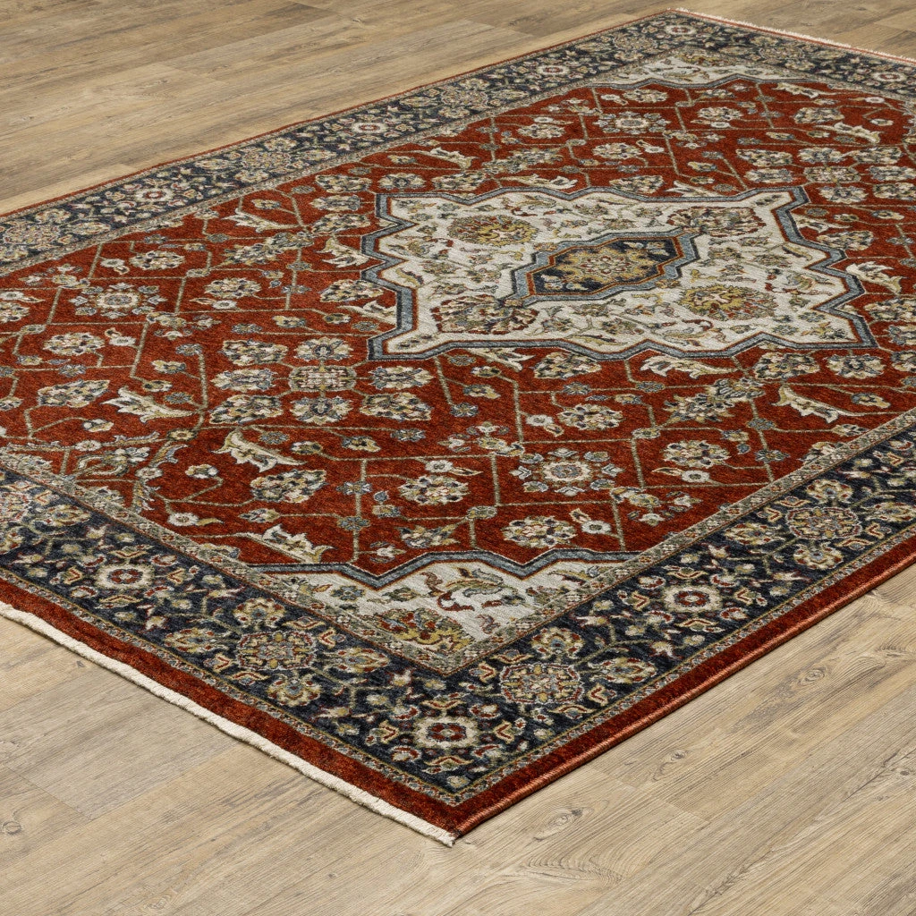 HomeRoots Oriental Power Loom Stain Resistant Area Rug With Fringe