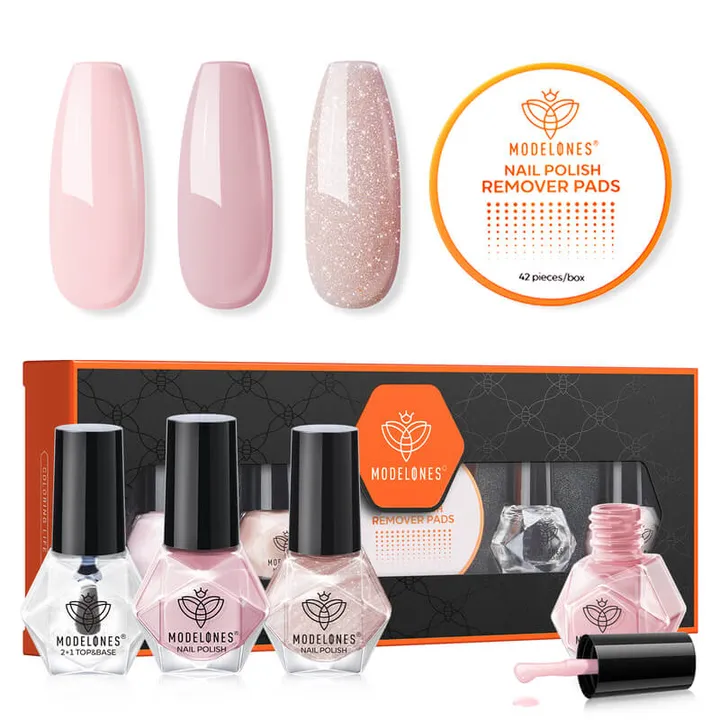 Modelones Travel-Size Nail Polish Kit, Remover Pads and Treatment Oil