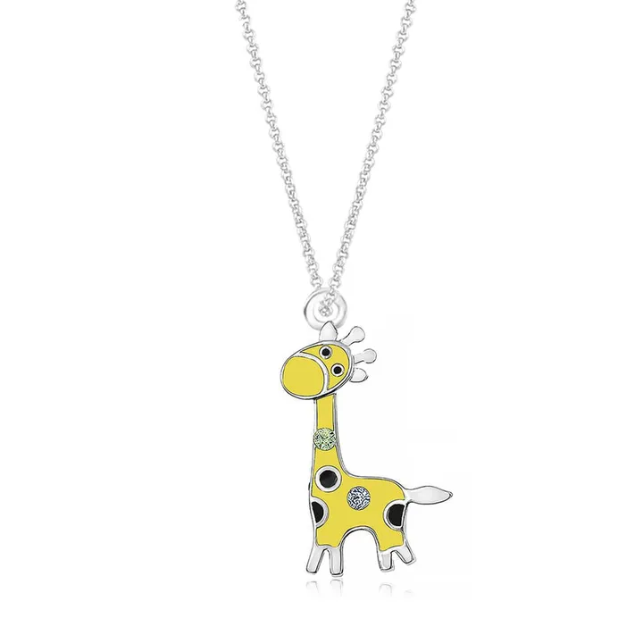 Chanteur CHILDREN, KIDS, GIRLS- Giraffe Crystal White Gold Palladium Plating Kids Necklace