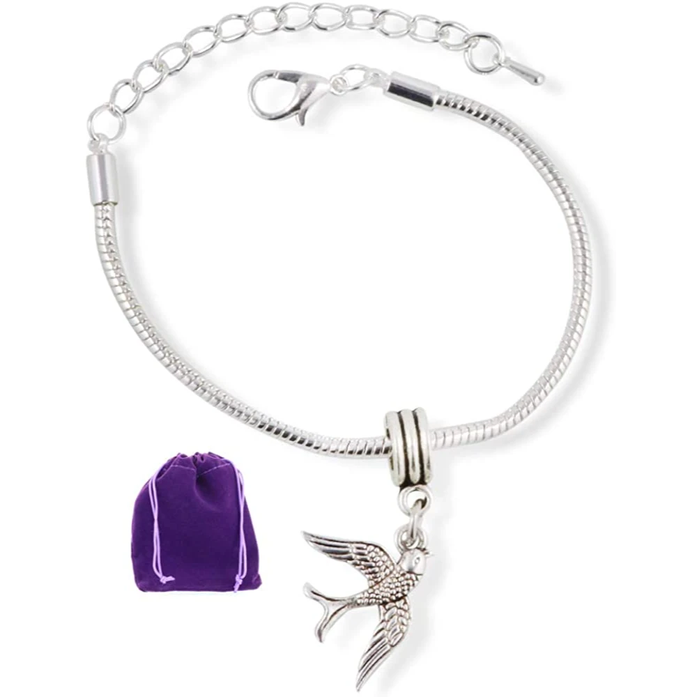 Dave The Bunny Bird Bracelet | Swallow Bird Flying Snake Chain Charm Jewelry