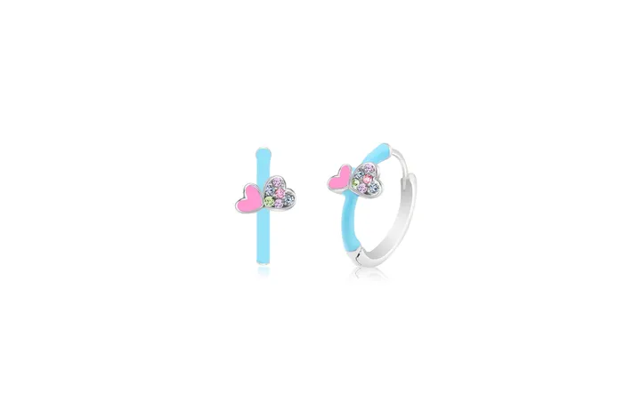 Chanteur KIDS. CHILDREN, GIRLS Round Heart Crystal White Gold Palladium Plating Kids Hoop Earrings