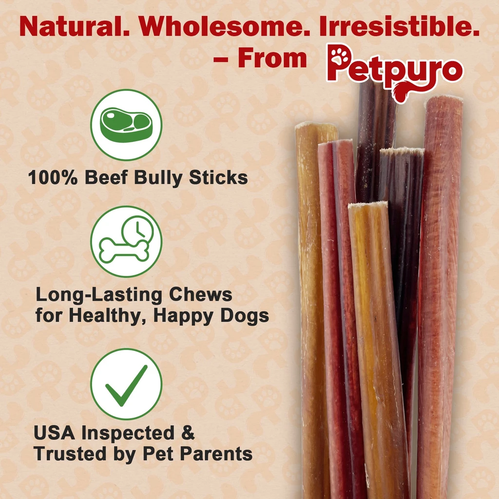 Petpuro 12-Inch Standard Bully Sticks