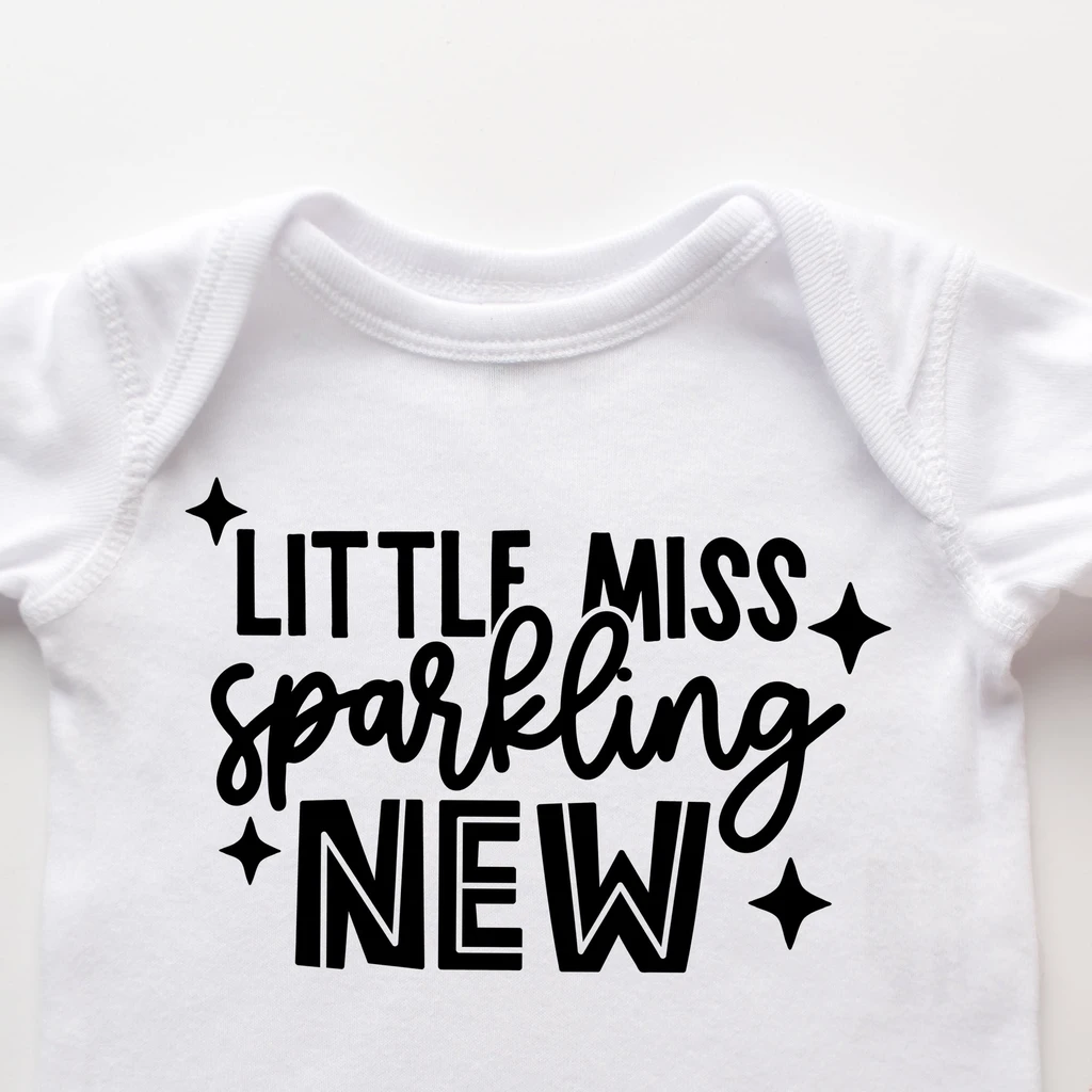 The Juniper Shop Little Miss Sparkling New | Baby Graphic Short Sleeve Onesie
