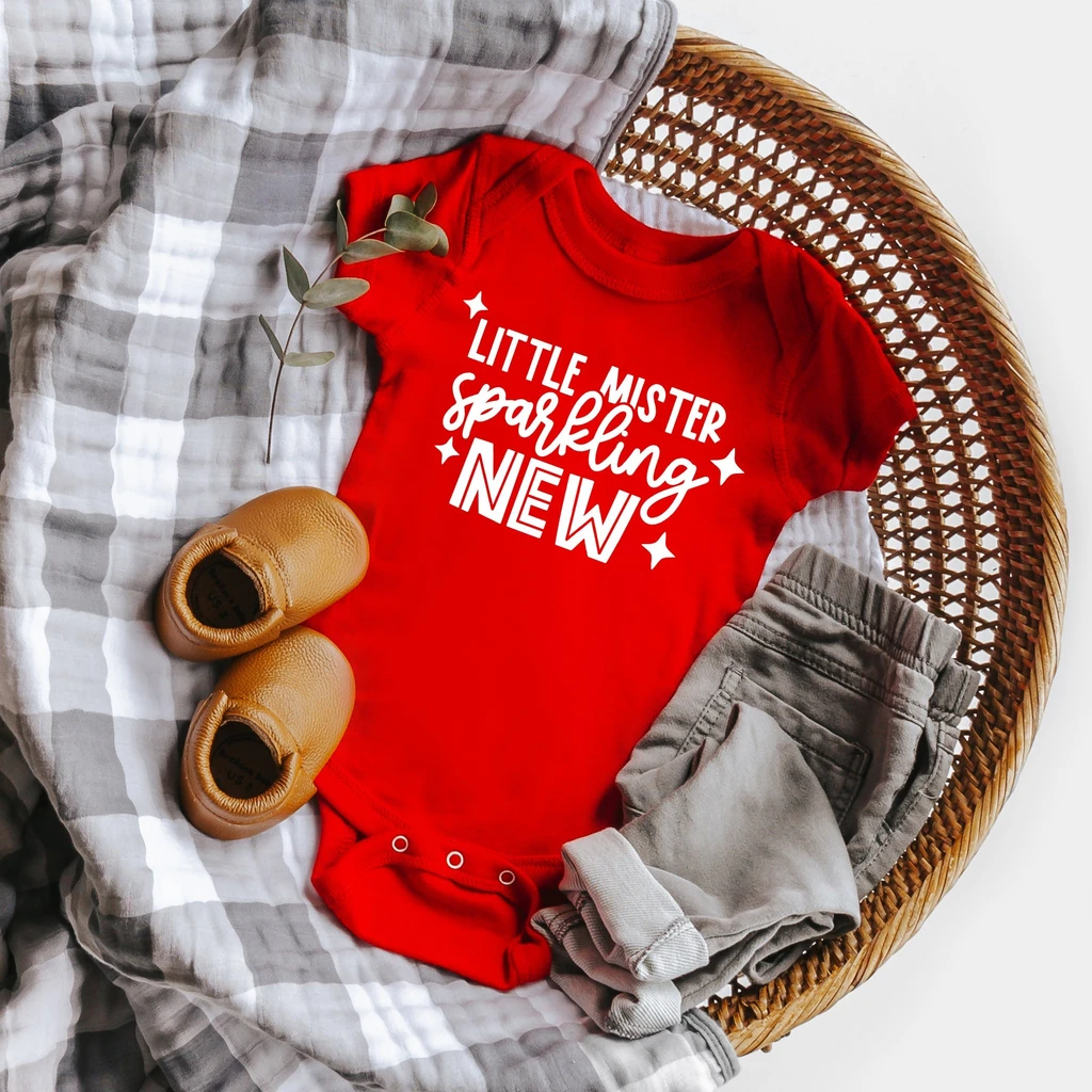 The Juniper Shop Little Mister Sparkling New | Baby Graphic Short Sleeve Onesie